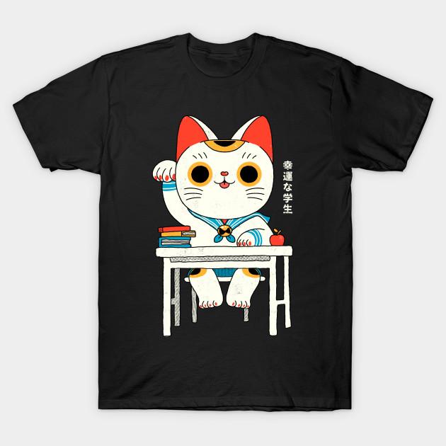 Men Black Print T-shirt Lucky Student No-Cut Transfer Paper Print Cotton Tshirt 4XL