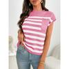 Summer New Women's Round Neck Top Knitted Casual Striped Sweater