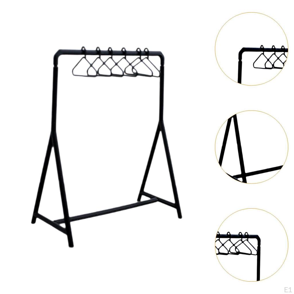 1/12 Dollhouse Garment Rack with Hangers Doll Accessories Decoration Handmade Mini Model for