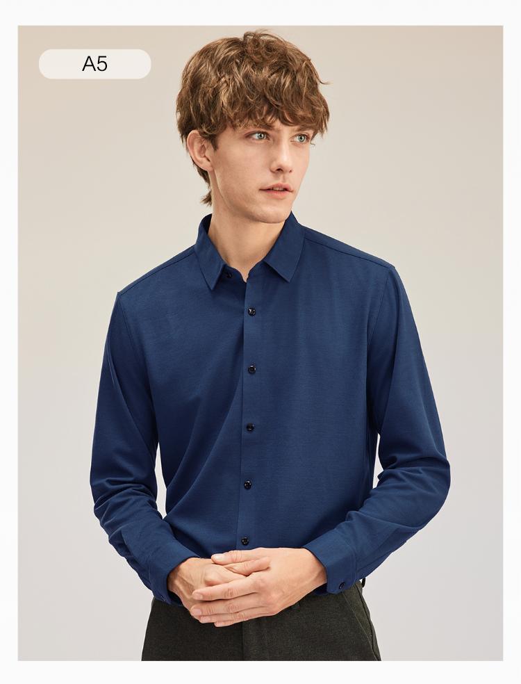 Skin friendly Modal brushed comfortable clean color casual long sleeved shirt men's shirt