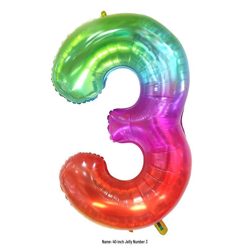Balon Folie Număr Jelly Gradient Curcubeu de 40 de Inchi pentru Decorațiuni de Ziua de Naștere