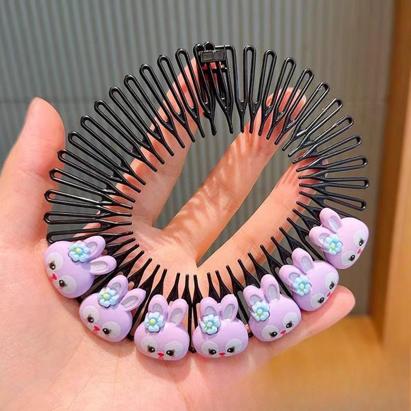 

Милое украшение на затылок для детей с распущенными волосами. Аксессуар для стягивания и расчесывания волос для девочек. Purple rabbit