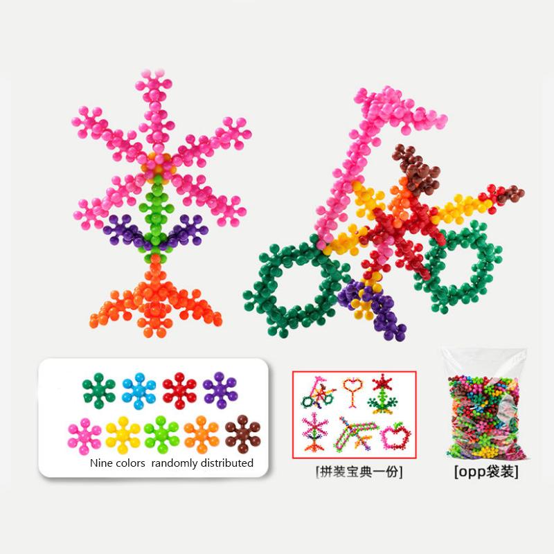 Children Colorful Plastic Plum Blossom Building Blocks Fun Assembled Snowflake Pieces Insert Enlightenment Early Education Toys