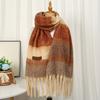 Women's Mohair Winter Scarf Cashmere Feel Tassel Scarf Colorful Striped Long Scarf Winter Shawls Wraps for Cold Weather