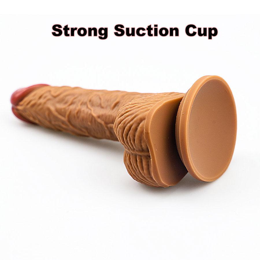 Skin Feeling Realistic Liquid Silicone Penis Soft Sexy Dildo with Suction Cup Female Masturbator Vaginal Adult Sex Toys for Woman