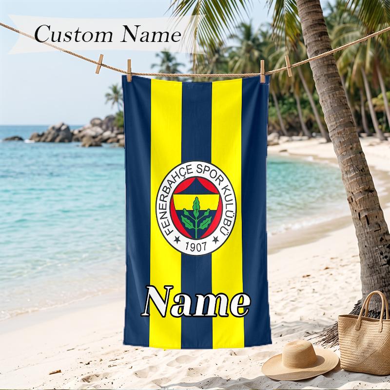 Fenerbahce SK Asciugamano da Spiaggia Stampato con Nome Personalizzato Asciugamano Morbido Personalizzato per Nuoto Spiaggia Viaggio
