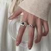 Stylish Black Agate Heart Ring For Women With Simple Elegant Design Adjustable Size
