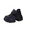 Soft Leather Single Shoes Women's 2025 Spring and Autumn New Small Height Increase Casual Leather Shoes Muffin Le Comfortable Thick-soled Deep-m
