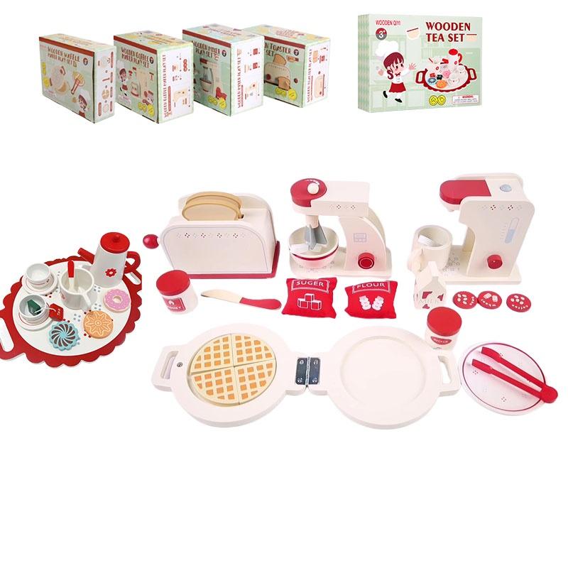 Wood Simulation Tea Set Pretend Play Kitchen Role Play Educational Toy For Kindergarten Children's Kitchen Role Play Set