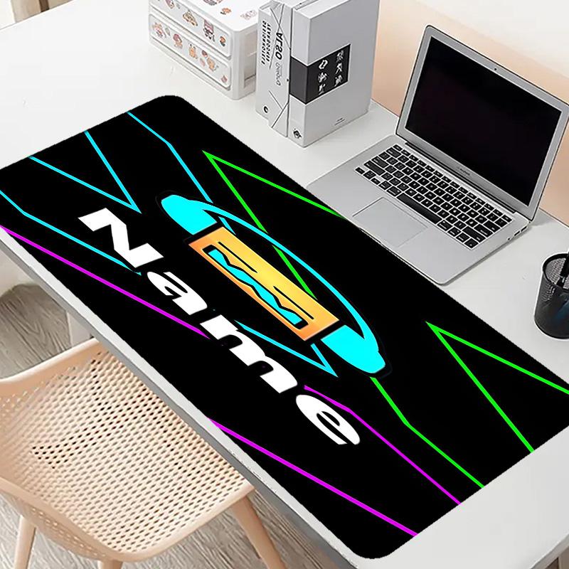 Custom Name Personalized Geometry Dash Pattern Mousepad, Laptop PC Desk Mat, Decorative Desk Mat for Home Keyboard Pad Gift