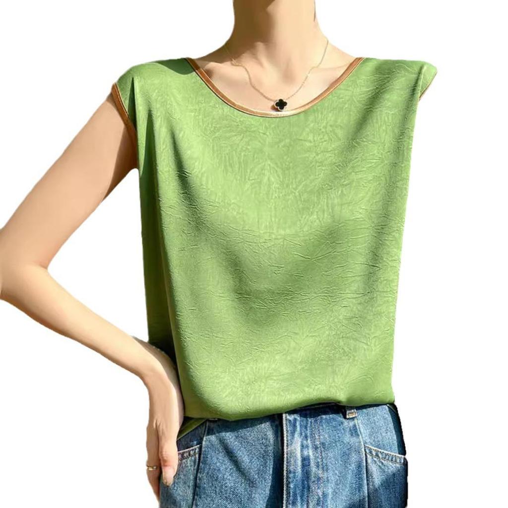 Elegant Silk Satin Sleeveless Camisole Top for Suits