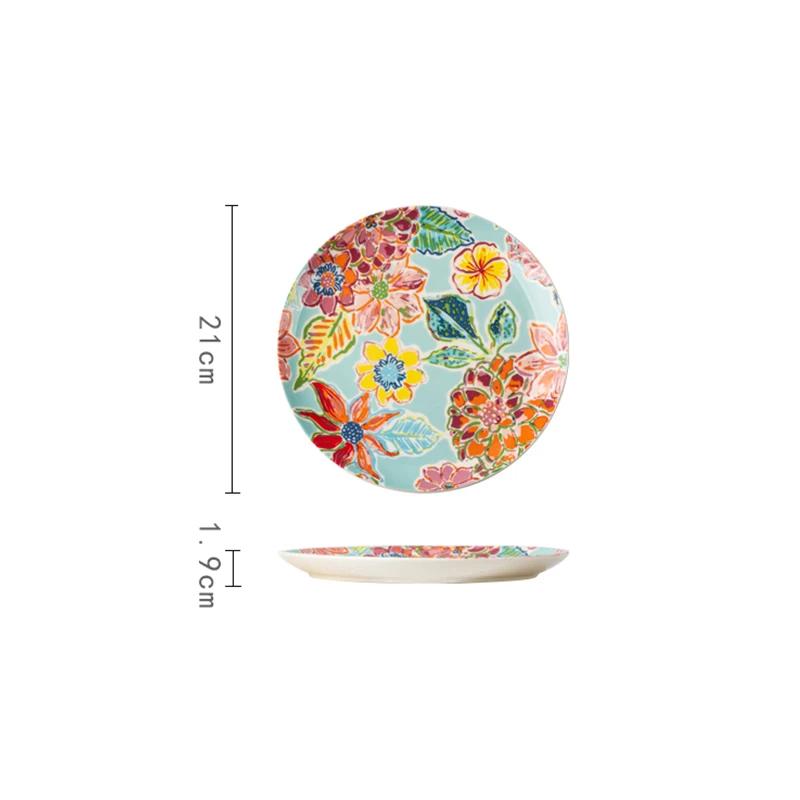 Piatti in Ceramica con Fiori Creativi Piatto da Bistecca per Ristoranti di Lusso Ciotole Deliziose per Ramen per la Casa Stoviglie Rotonde Raffinate