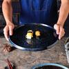 Steak plate plate Household creative black sushi Commercial Japanese food Dim sum flat plate breakfast dishes and plates sets
