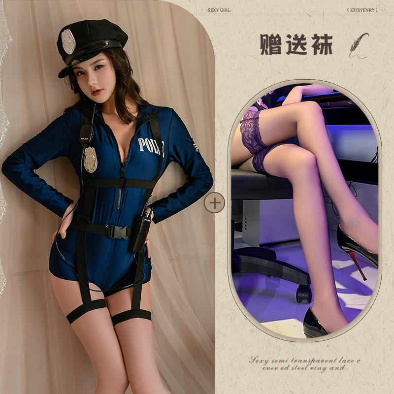 Fun Underwear Sexy Night Policewoman Cos Suit Seductive Flight Attendant Outfit European and American Style Royal Sister OL Secretary Outfit