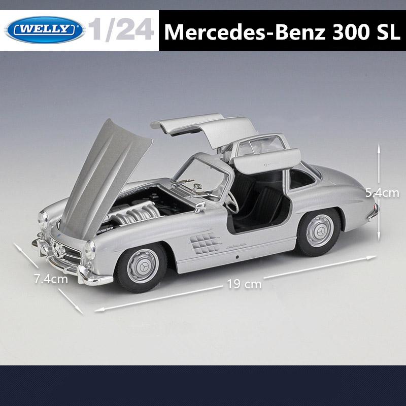 WELLY 1/24 Mercedes Benz 300SL Alloy Scale Model Car Model Diecast Metal Static Collection Children Toy Car Vehicles Gifts