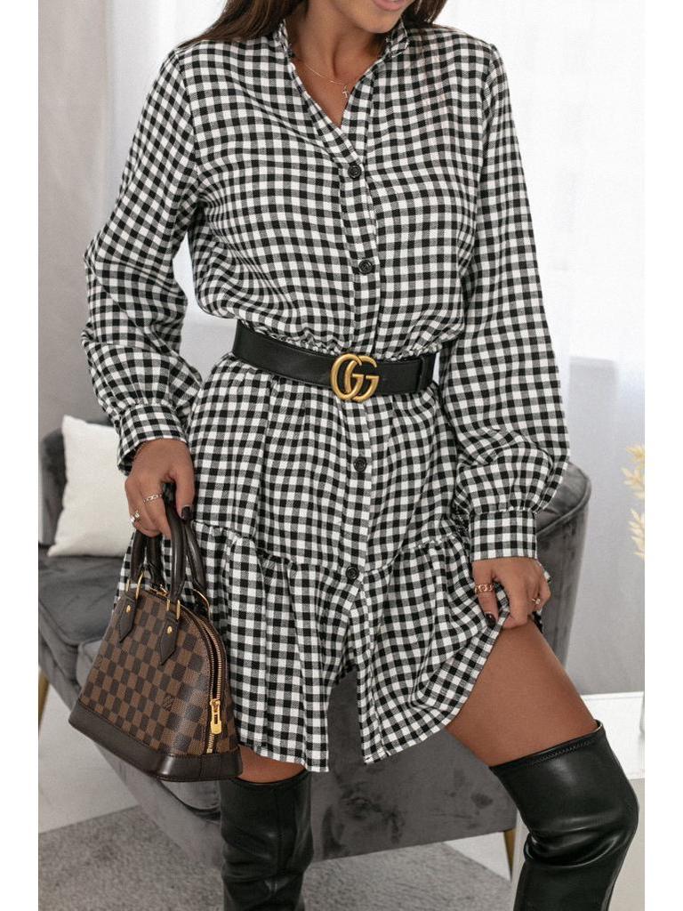 2022 Frühling & Herbst Damen Karokleid