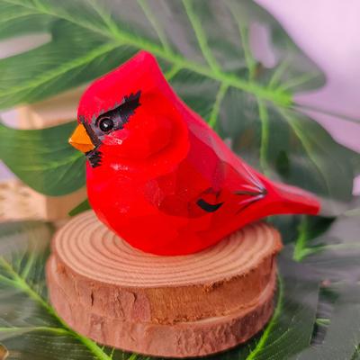 Colorful Bird Ornament with Wood Base Handmade Engraving Process Crafts Art Healing Bird Carving Decoration Feather Animal Model Desktop Ornament