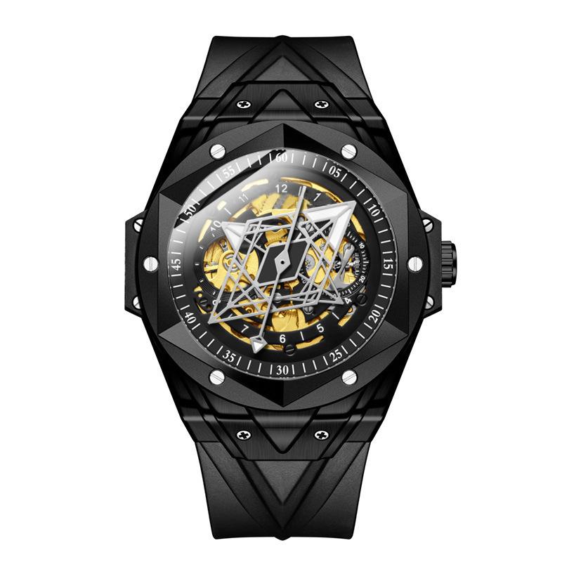 

Модные мужские полностью автоматические механические часы силиконовые водонепроницаемые спортивные часы