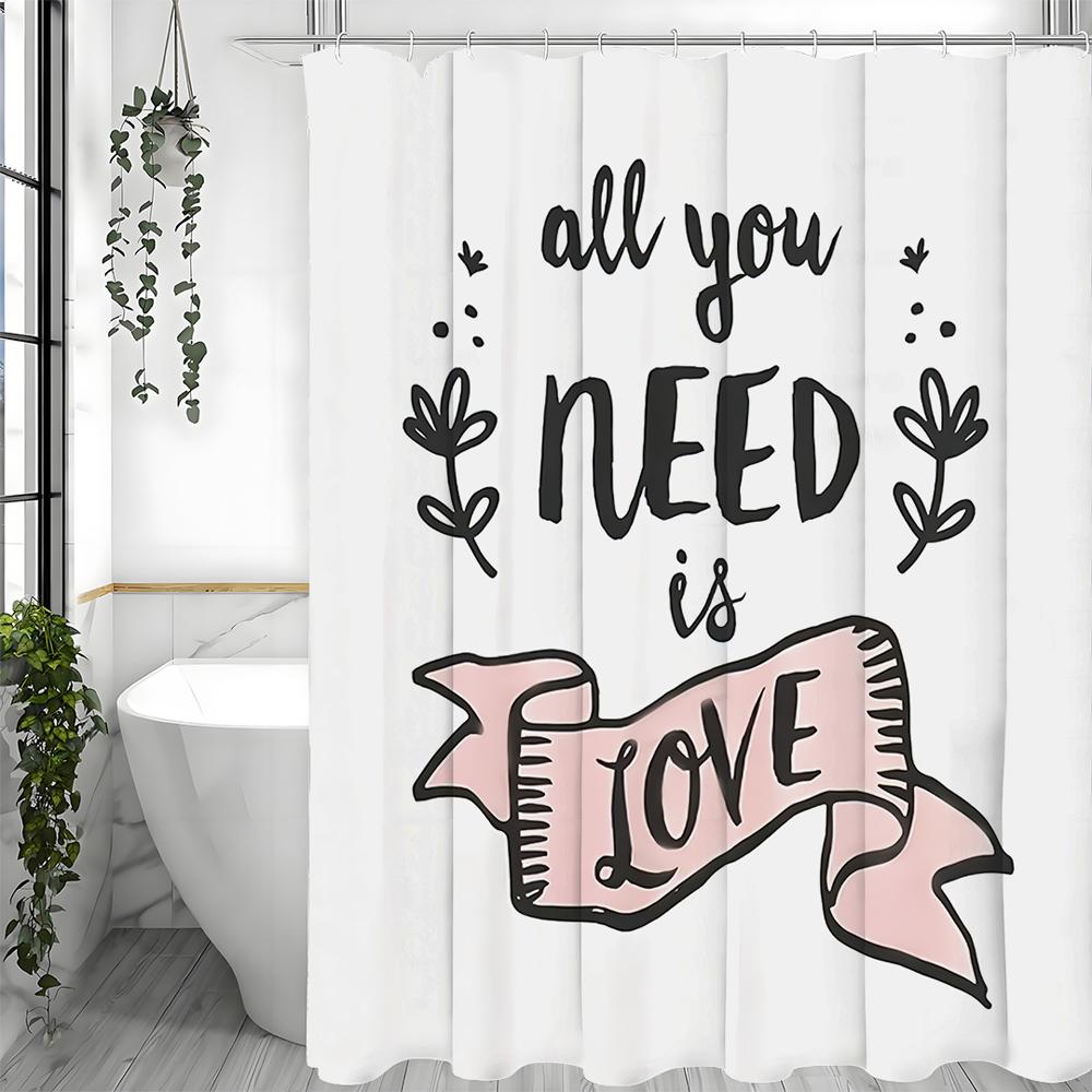 All you need is love shower curtains, bathroom decorative shower curtains, waterproof hooked shower curtains.