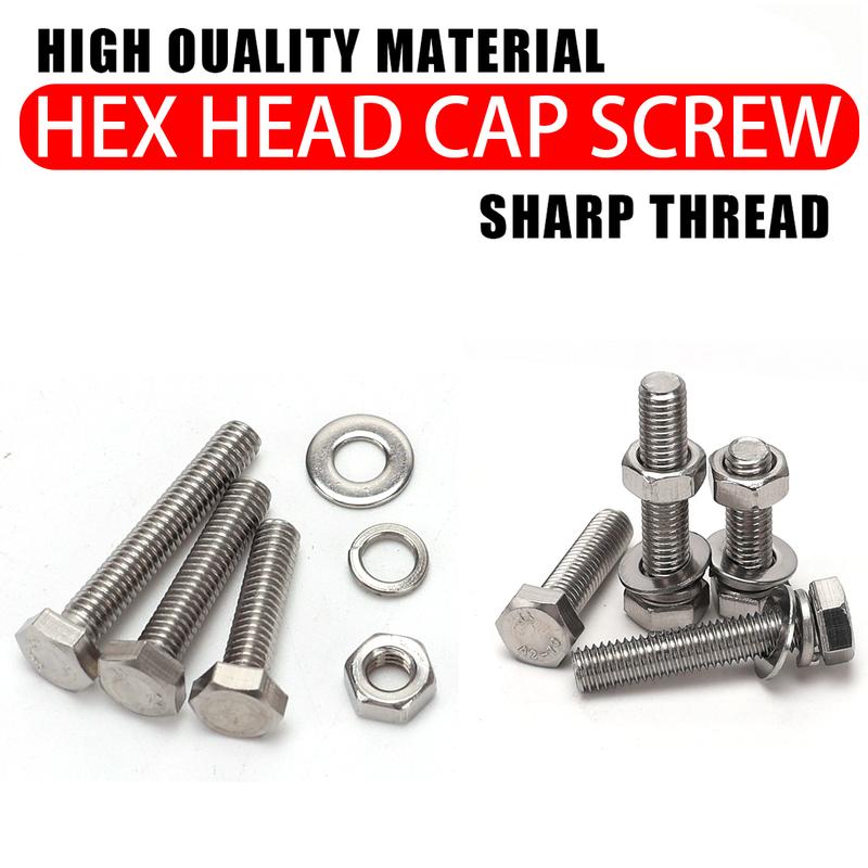 400 PCS, Stainless Steel Hexagon Bolt and Nut Combination Set, M4, M5, Hexagon Head - Including Flat Washers, Spring Washers, (b