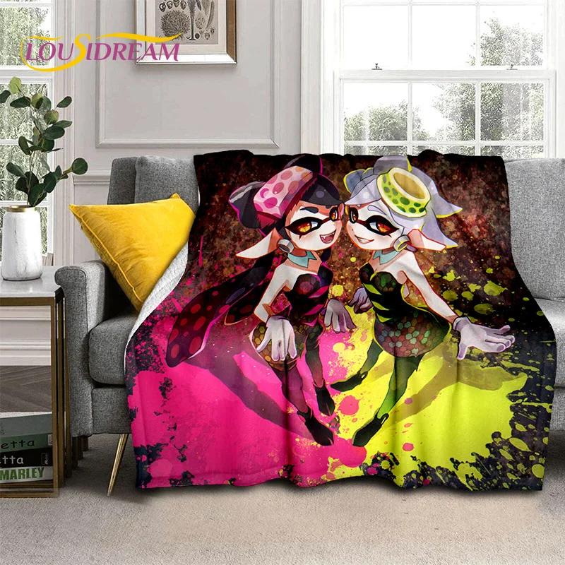 Splatoon3 PC Gamer Cartoon Game Soft Flannel Blanket for Beds Bedroom Sofa Picnic,Throw Blanket for Cover Outdoors Leisure Gift