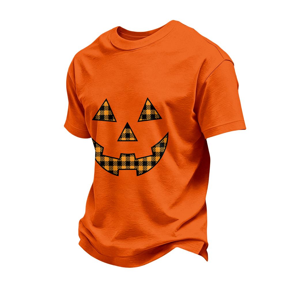 Heren Casual T-shirt met Korte Mouwen en Halloween Print voor Feestdagen