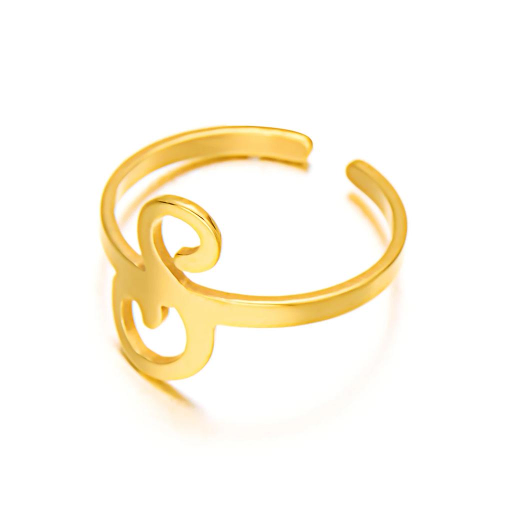 Initial Letter Rings for Women Gold Color Stainless Steel A-Z Letter Adjustable Ring Aesthetic Wedding Christmas Jewelry Gift