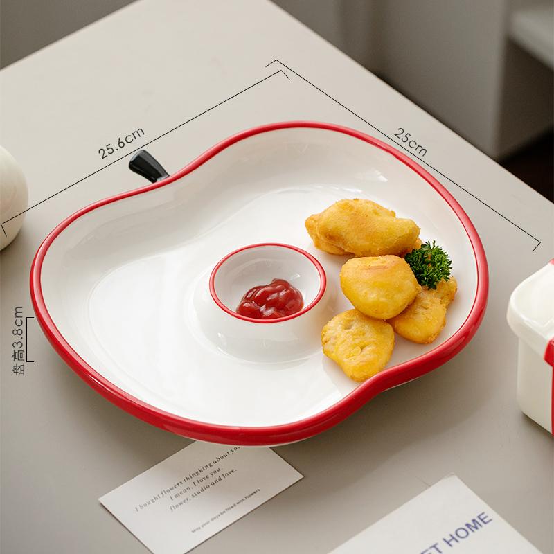 

Креативная тарелка для пельменей в форме яблока, белые керамические тарелки для закусок с уксусом, тарелка для соуса, специальная посуда 10 Inches