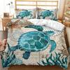 Sea Turtle Soft Duvet Cover Marine Life Theme Beding Set Lovely Sea Animals Ocean Octopus Warm Comforter Cover Pilowcases For Children Kids Decor