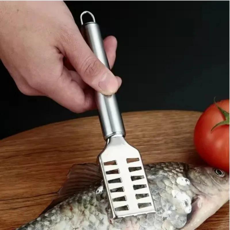 

1/2Pcs Stainless Steel Fish Scale Knife with Sawtooth Edge for Scale Scraper Boning Filleting - Kitchen Fish Cleaning Tool