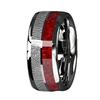 Two-Tone Stainless Steel Ring: Silver & Red Textured Minimalist Design