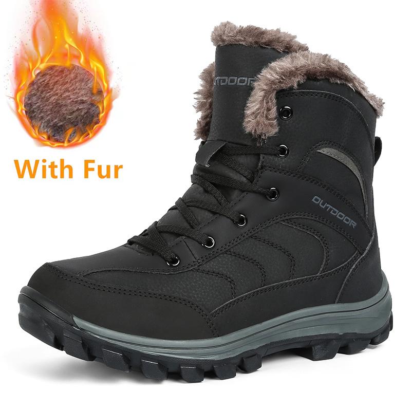 

Fashion Retro Style Sewing Boots Mens Hiking Shoes Handmade Leather Male Motocross Boots Warm Plush Fur Winter Boots for Men Snow Boots 40