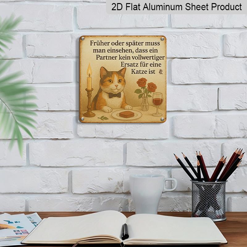 2D Flat, 1pc, Lover Decoration, Funny Sign, Vintage Aluminum Sign, Home Wall Art, Companion Can't Replace, Humorous and Wine Sign, Country Farmhouse
