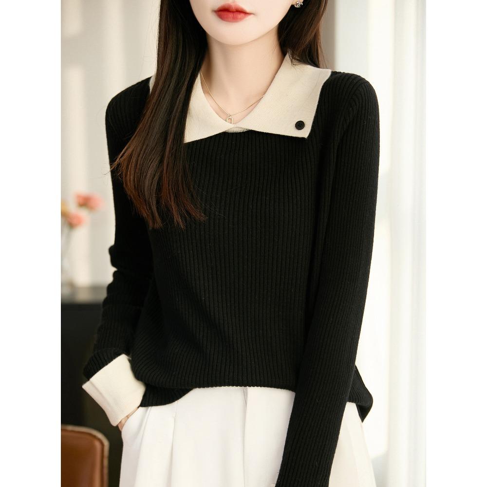 Collarless Long-sleeved Business-style Sweater with Soft and Comfortable Texture, Suitable for All Seasons and Versatile for Various Occasions.