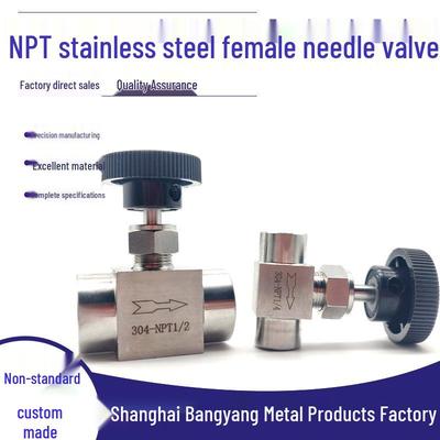 304 Stainless Steel NPT1/4 Needle Valve - Female Thread, 2 Points, American Style Flow Control