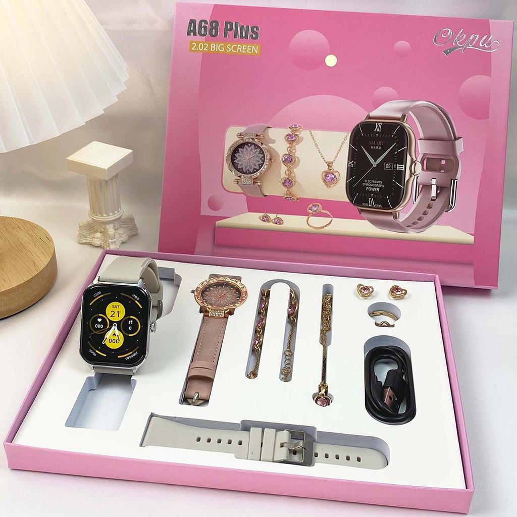 A58 Plus Women's 8-in-1 Diamond Smartwatch & Jewelry Set
