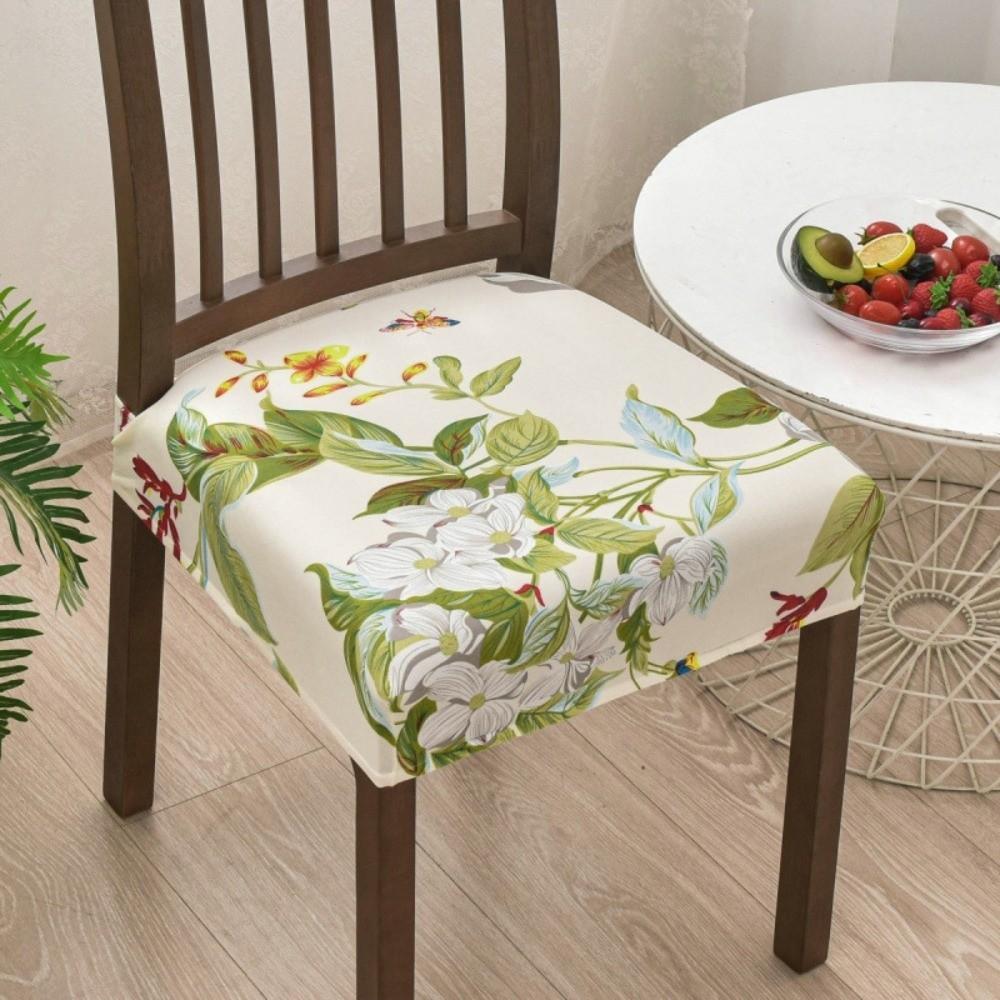 Soft Printed Design Stretch Chair Cover Square Elastic Bottom Chair Seat Cover Removable Chair Slipcover Home Decor
