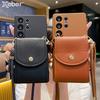 Custodia a portafoglio in pelle con cordino a tracolla per Samsung S24 S25 Ultra S23 S22 Plus S21 S20 Note 20 A73 A72 A71 A70 A55 A54 A53 A52 A50