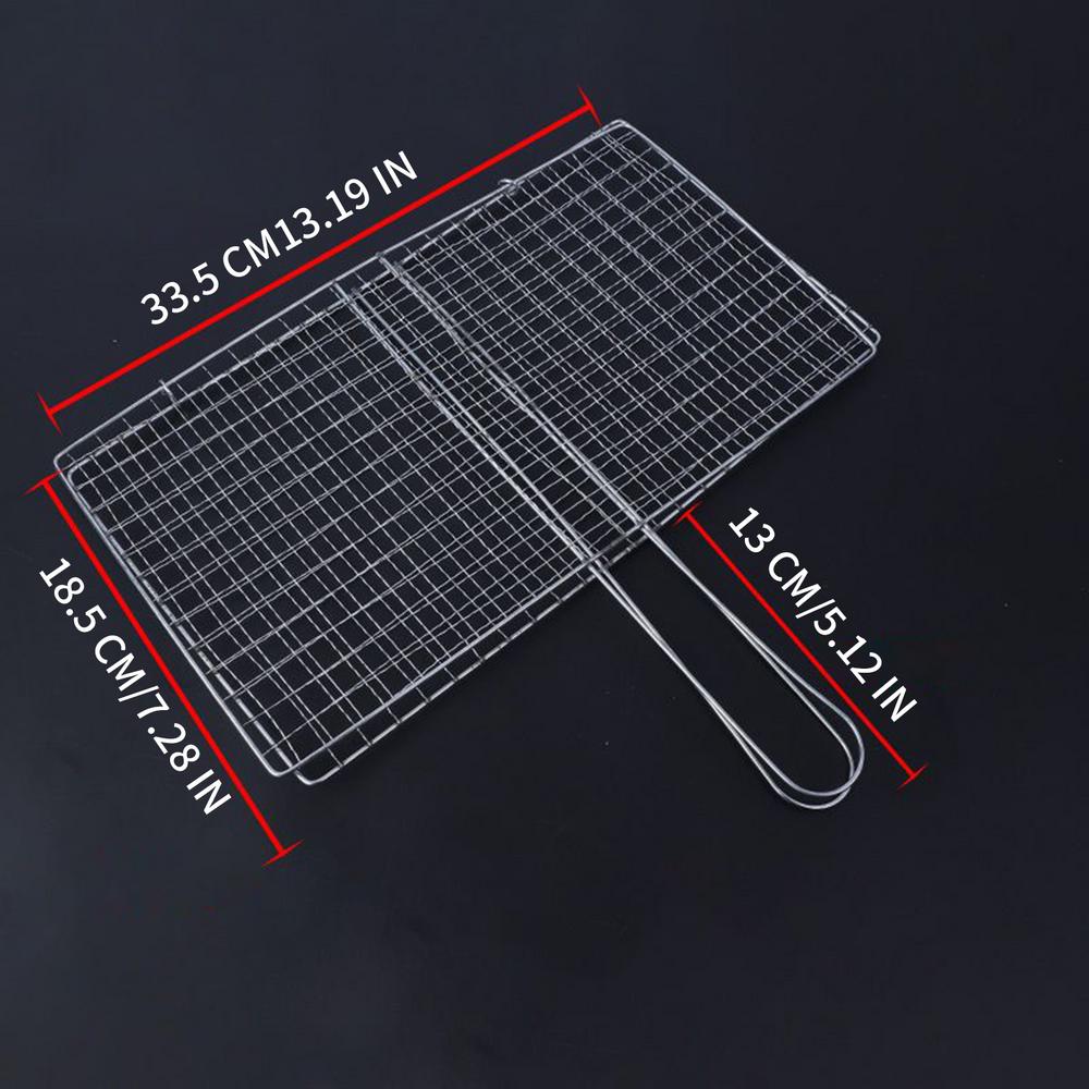 Portable Grill Basket Stainless Steel BBQ Barbecue Grilling Basket With Handle Steak Fish Basket Kitchen Accessories
