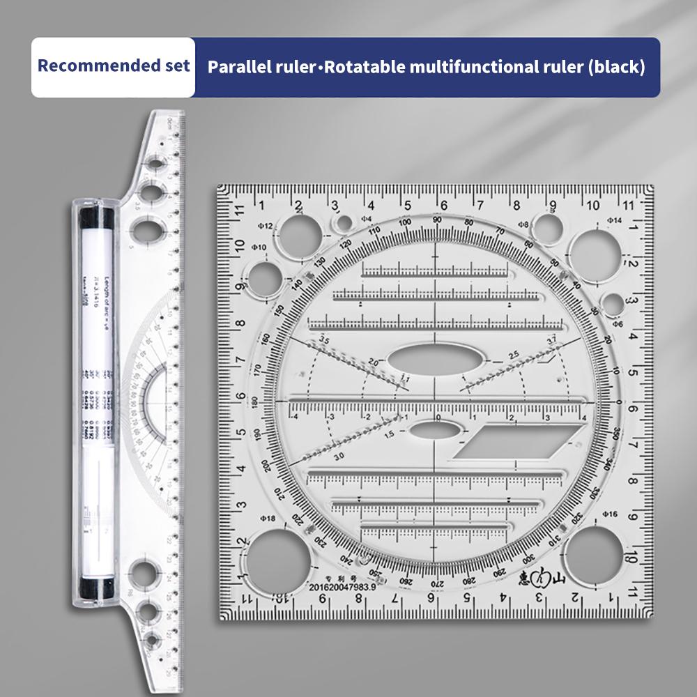 30cm Transparent Parallel Roller Ruler Multifunction Drawing Tool Scale Angle Line Balance Architectural Measuring Rolling Ruler