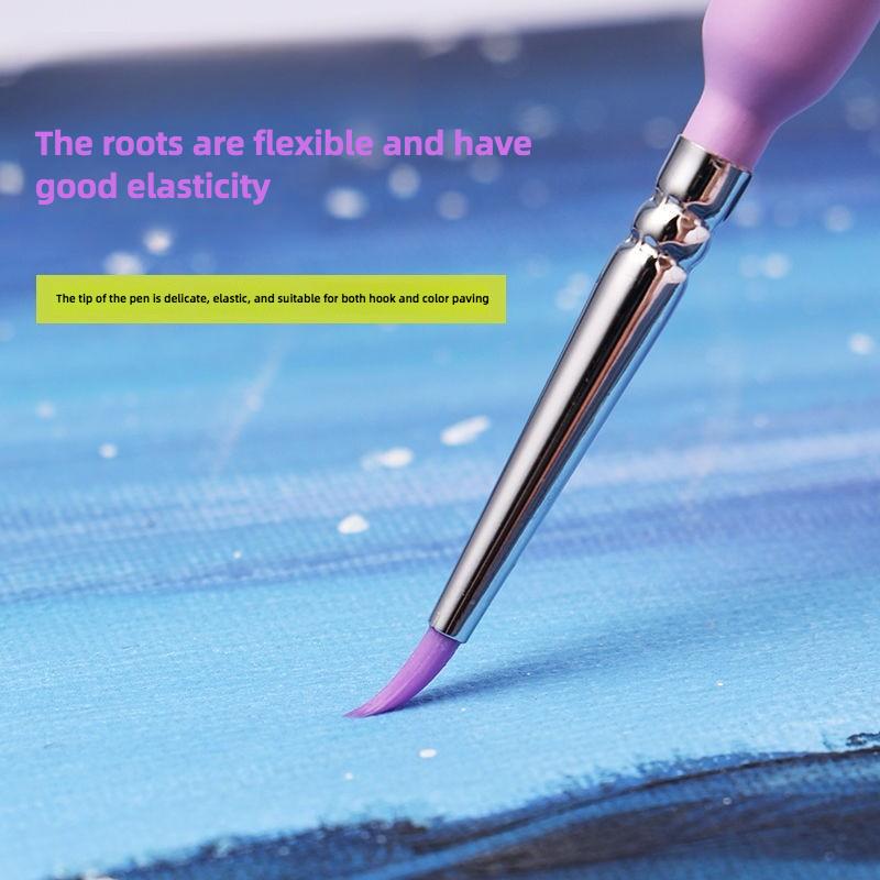 2 Pcs Set DIY Digital Oil Painting Watercolor Pen Acrylic Paint Special Coloring Pen Flat Coating Hook Line Pen Painting Brush