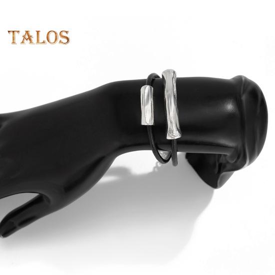 Vintage-Halsband aus Kunstleder mit Metallperlen, mehrlagig, geometrischer zylindrischer Anhänger, Halskette aus Legierung für Frauen und Männer, als Geschenk für den Alltag