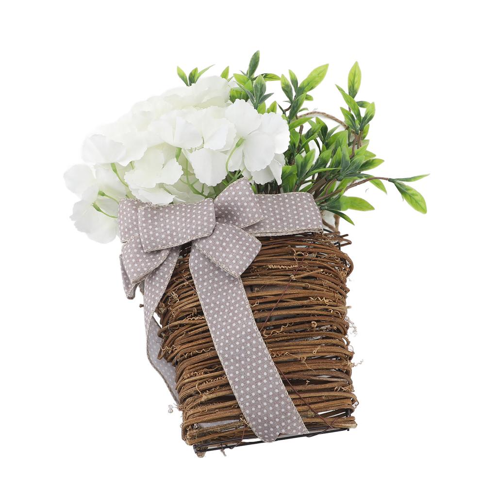Hydrangea Door Hanger Basket Decorative Door Hanging Basket Wreath Front Door Artificial Wildflowers