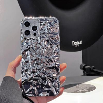 Nieuwe Stijl Premium Zilveren Geplooide Telefoonhoes voor iPhone 16 15 14 13 12 11 Pro Max XR X XS 7 8 Plus SE 2020 Schokbestendige Hoes