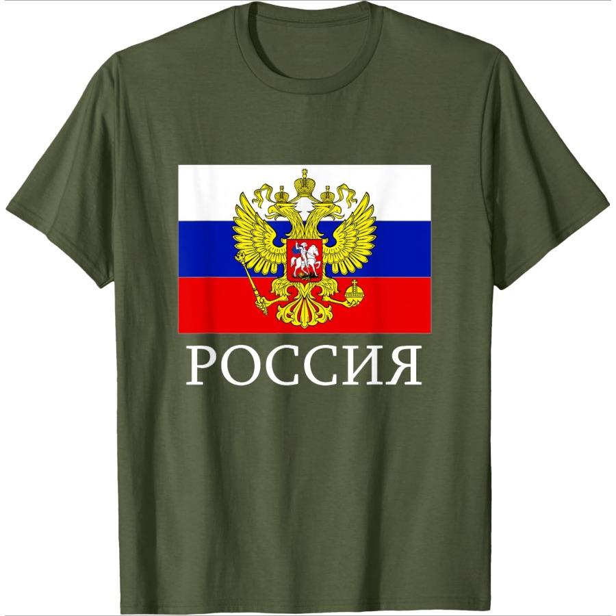 Russia Flag Emblem Russian Federation Eastern Europe Nation Design100 Cotton Oneck Short Sleeve Printed Mens Tshirt