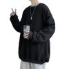 Men's Sweatshirt Spring and Autumn Loose Casual Chinese Cotton Round Neck Sweatshirt Men's Pullover Long-sleeved Solid Color Bottoming Shirt