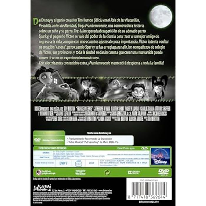 Film d'animation - tim burton - frankenweenie - aventure - fantastique - enfant