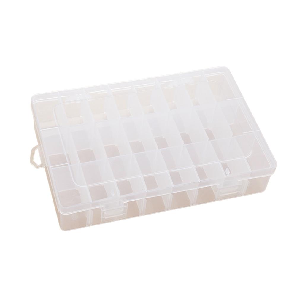 

Практичний 24 сітчастий відсік Пластикова прозора коробка для зберігання ювелірних виробів Сережки Бусина Гвинт Тримач Футляр Дисплей Органайзер Контейнер білий