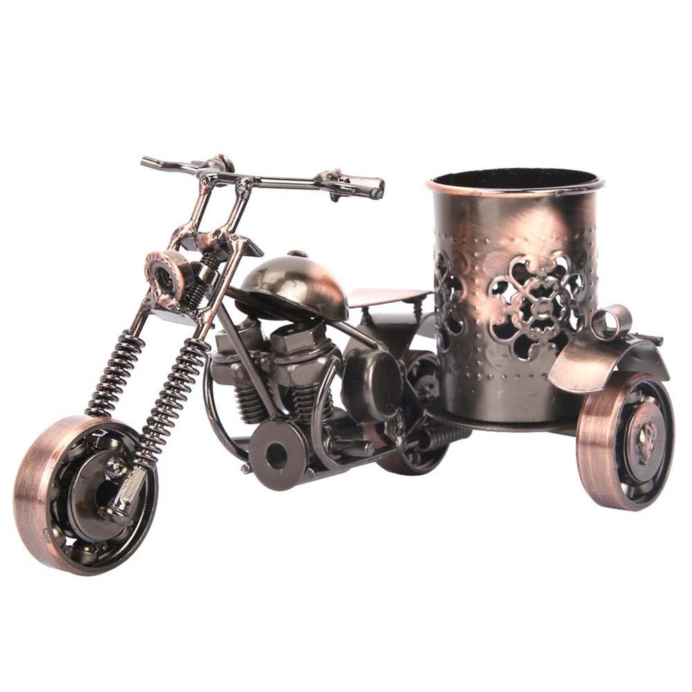 Bronze Desk Pen Stand Iron Pencil Organizer Stand Pencil Holders Motorcycle Pen Holder  Bars Cafes