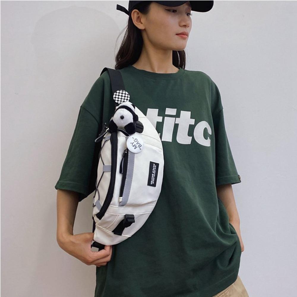 

Large Capacity Messenger Crossbody Bag Korean Oxford Cloth Bag Ins Men s Shoulder Bag Sports білий